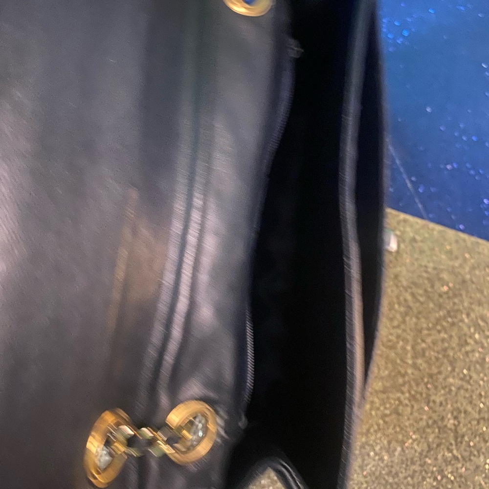 KORET VNTG MIDNIGHT NAVY GOLD QUILTED LEATHER CROSSBODY LUX Bag GORG RARE M - Picture 9 of 15